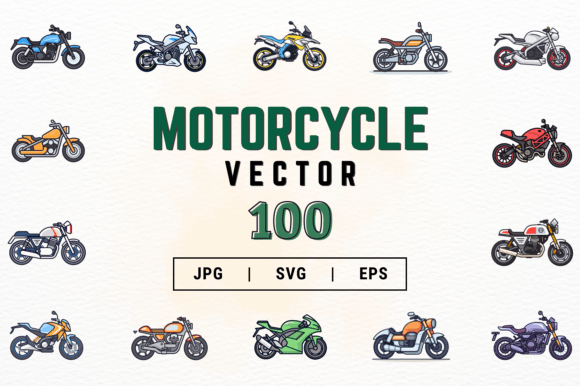 100 Motorcycle Cartoon SVGs for Creative Projects
