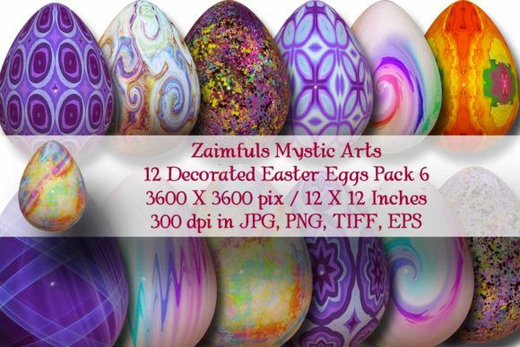 12 Easter Eggs 3D Set 6: High-Res Digital Art for Projects