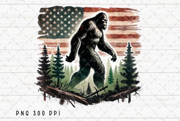 Bigfoot Forest American Flag 4th July: A Festive Design Asset
