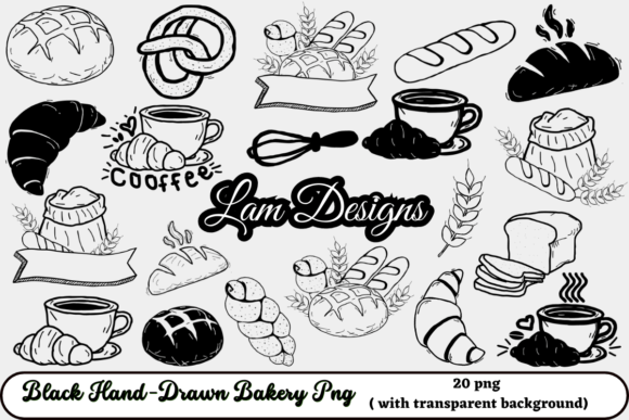 Black Hand-drawn Bakery Png: Artisanal Charm for Every Project