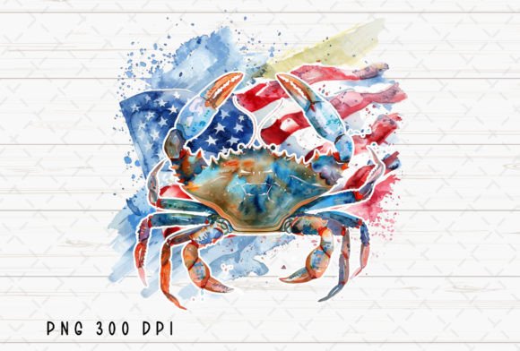 Crab American Flag 4th July Fishing PNG: A Patriotic Design Asset