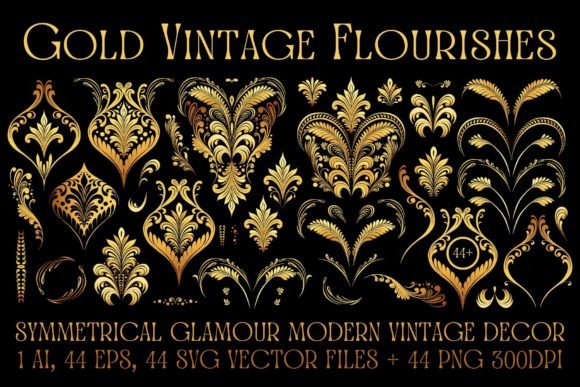 Elevate Your Brand with Gold Vintage Glamour Flourishes