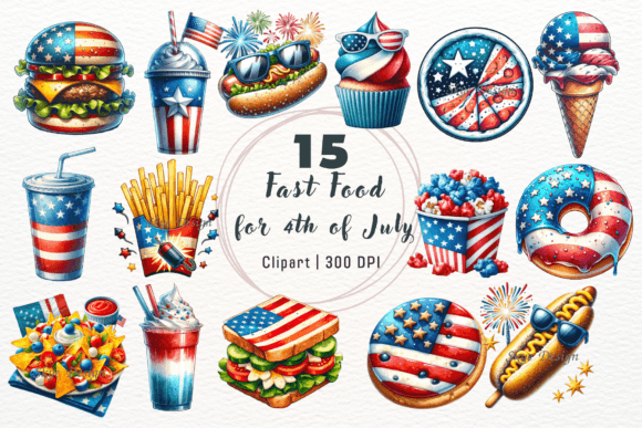 Fast Food for 4th of July Clipart: Elevate Your Holiday Designs
