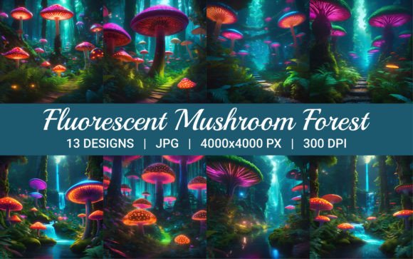 Hidden Fluorescent Mushroom Forest: Bioluminescent Art for Your Projects