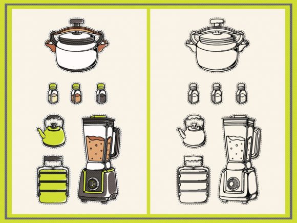 Kitchen Clipart Tools Cartoon: Vibrant Sticker Design