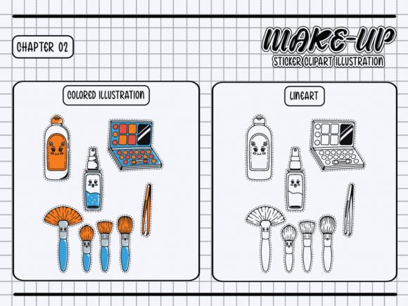 Makeup Tools Sticker Clipart Bundle for Digital Creators