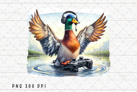 Mallard Duck Playing Game Funny PNG: A Quirky Design Asset for Creative Projects