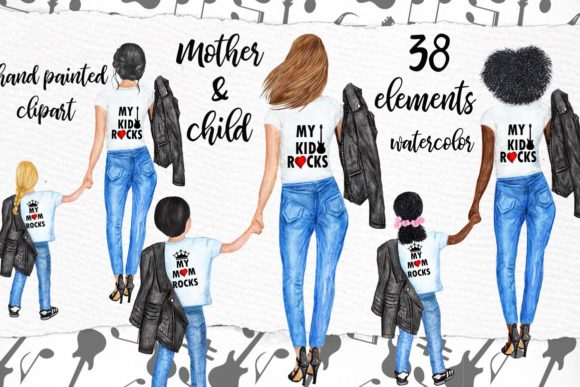 Mother's Day Clipart: Hand-Painted Watercolor Art for Your Projects