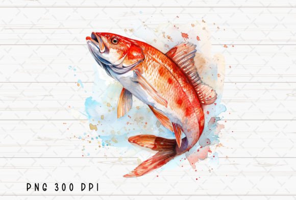 Redfish Fishing Watercolor Fish PNG: A Designer's Asset