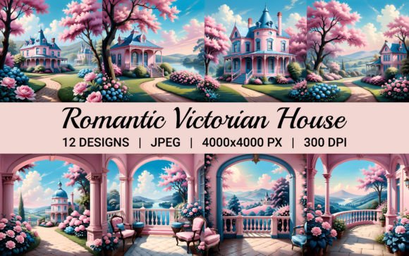 Timeless Charm: The Romantic Victorian House Illustration