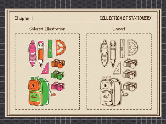 Unearth the Charm of Yesteryears with School Stationery Sticker Clipart