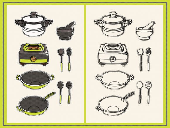 Vintage Kitchen Tools Clipart Sticker: A Designer's Essential Asset