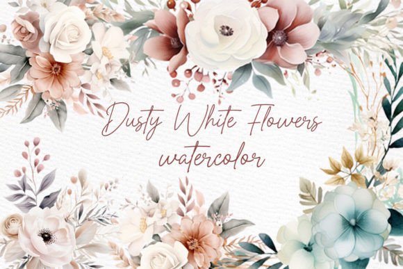 Watercolor White Flowers Teal Flowers: A Design Asset for Every Creator